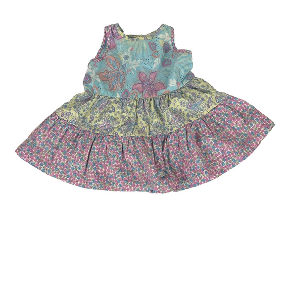 Hanna Andersson 2 piece Yellow Pink Blue Floral Dress Bloomers 70 (6-12 month) - Picture 4 of 9